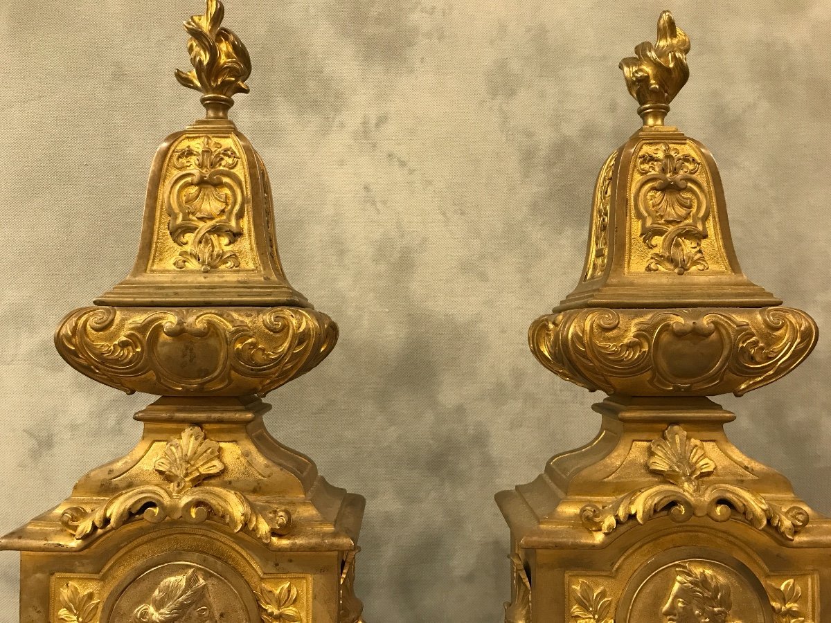 Beaux Chenets  D’époque Louis XIV 17ème -photo-3