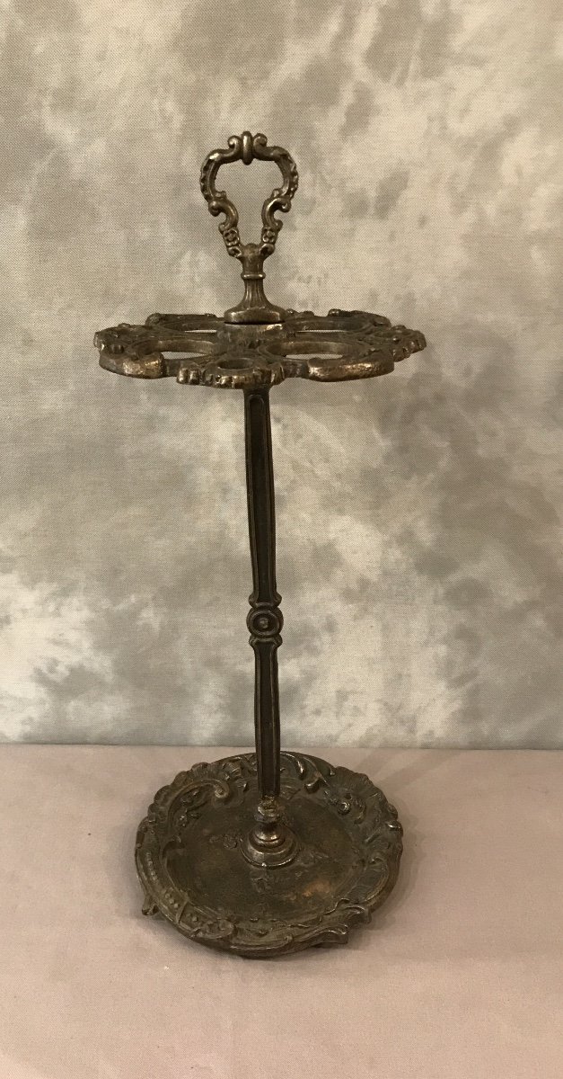 19th Century Polished Cast Iron Umbrella Holder-photo-2