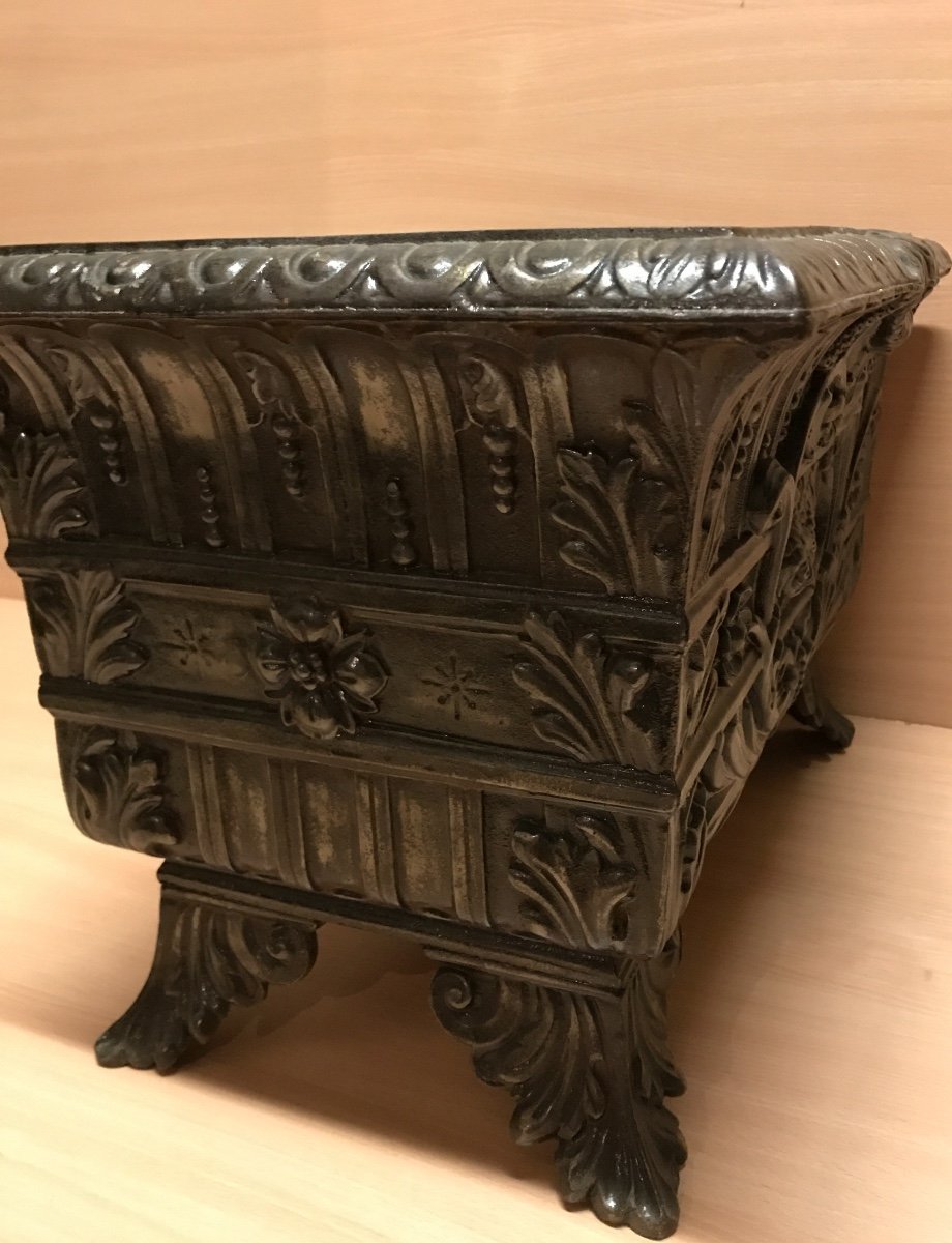 19th Century Rectangular Cast Iron Planter-photo-2