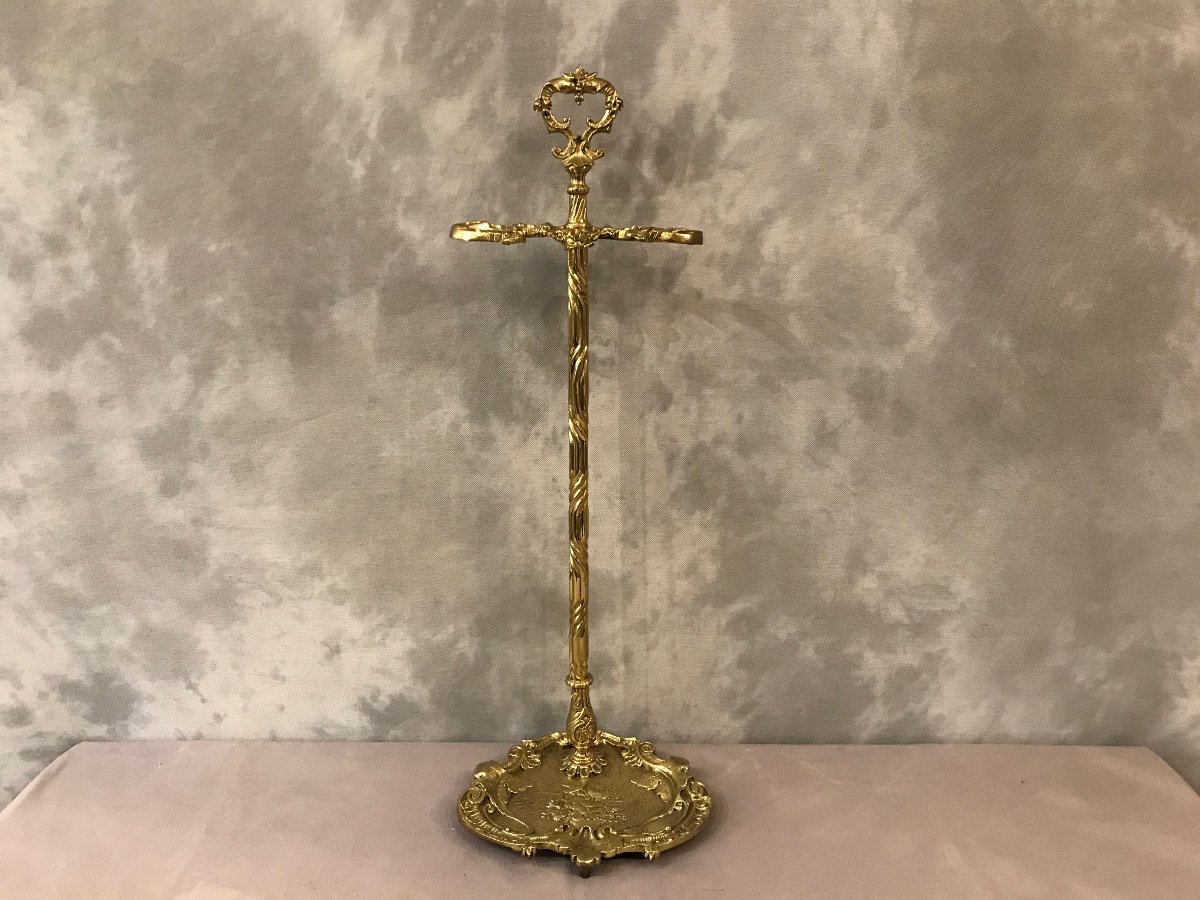 Serviteur De Cheminée Ancien En Bronze Et Laiton D’époque 19ème 