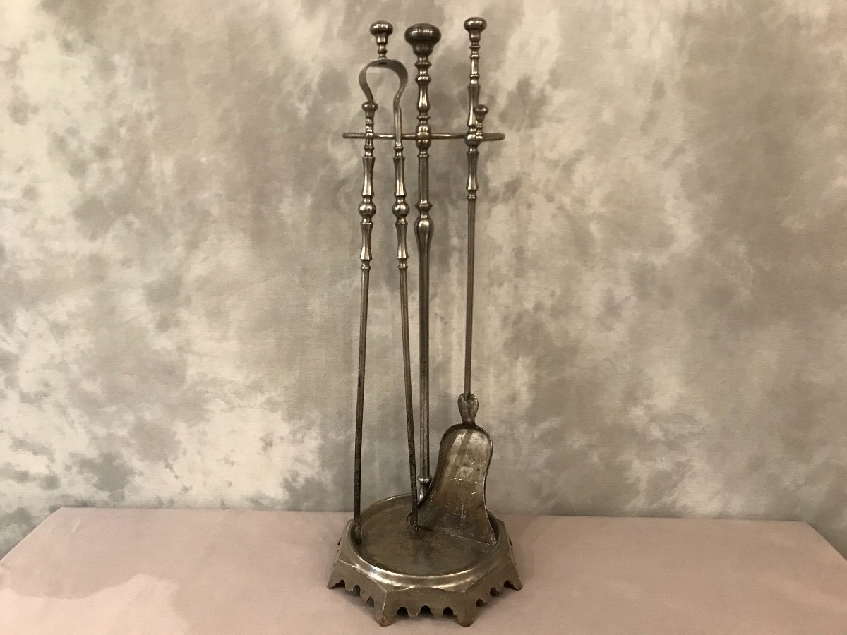 19th Century Iron Fireplace Servant Including A Shovel And A Tong
