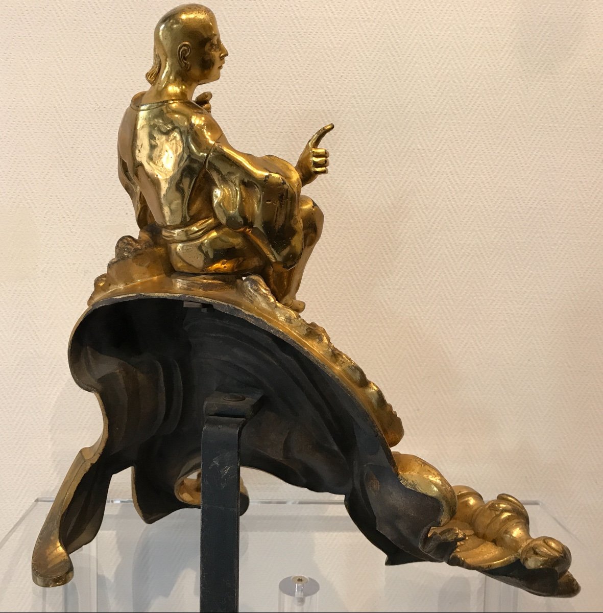 Paire De ravissants de feux De cheminée En Bronze Doré Aux Chinois D’époque 19ème -photo-7