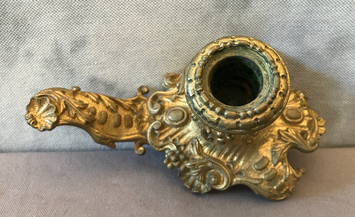 Small Hand Candlestick In Gilt Bronze From The 19th Time-photo-4