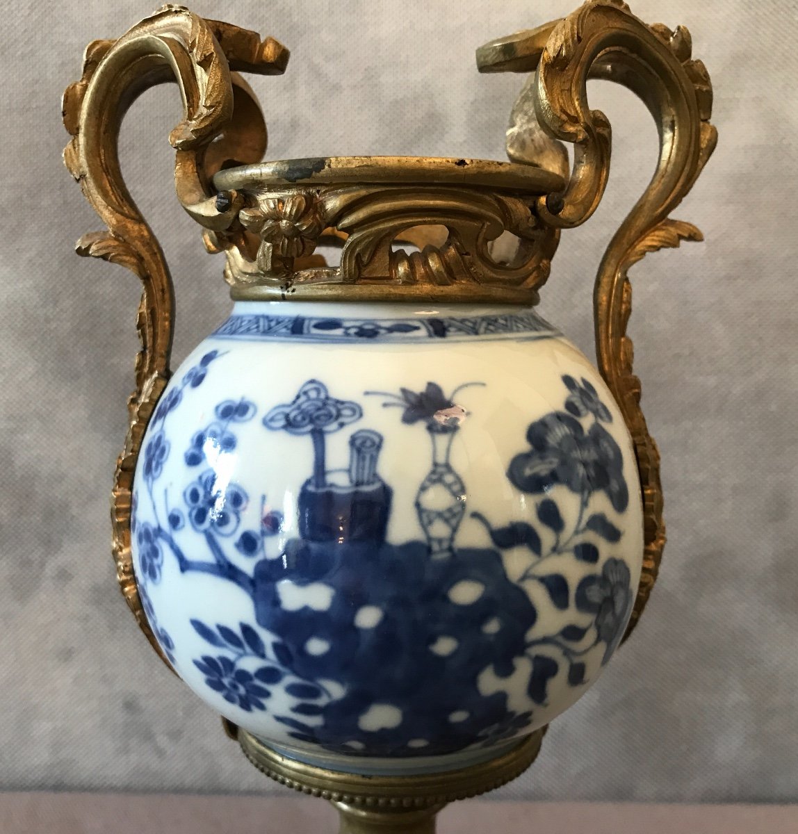 Chinese Porcelain Pot 19th Century Bronze Mount-photo-3