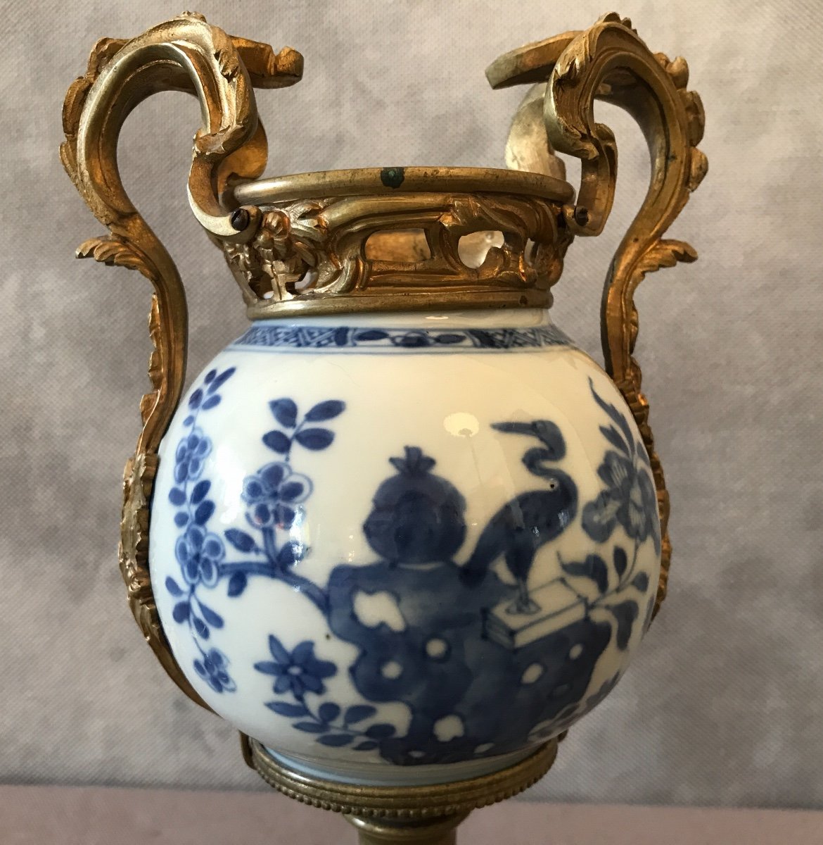 Chinese Porcelain Pot 19th Century Bronze Mount-photo-2