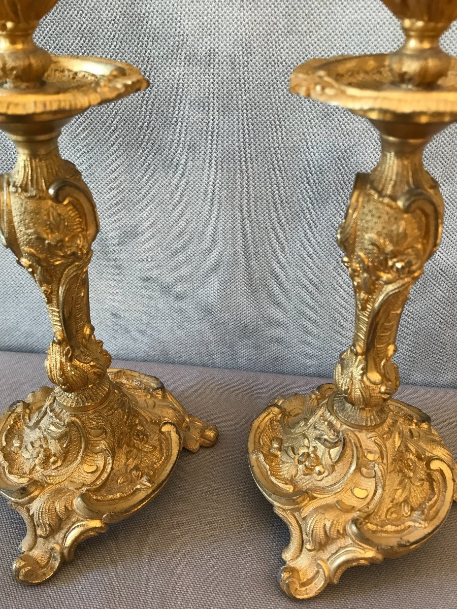 Pair Of 19th Century Gilt Bronze Candlesticks-photo-4