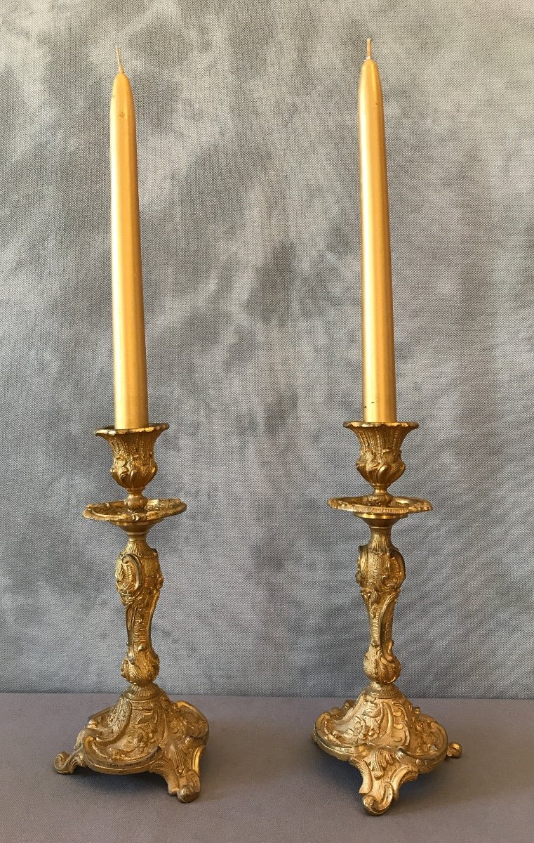 Pair Of 19th Century Gilt Bronze Candlesticks