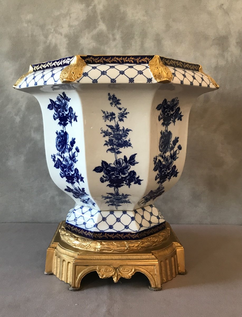 Large Porcelain And Bronze Planter From Late 19th Century-photo-2