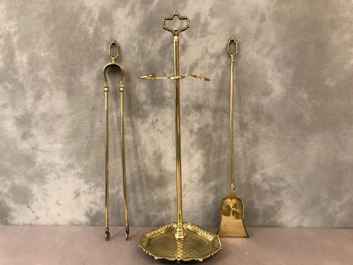 19th Century Brass And Bronze Fireplace Servant In Louis XVI Style-photo-4