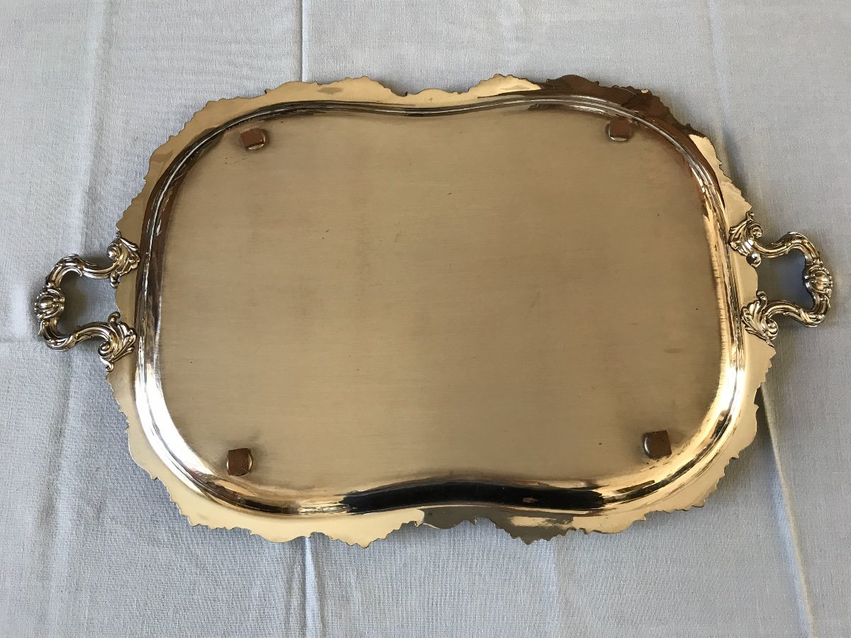19th Century Louis XV Style Silver Metal Serving Tray-photo-6
