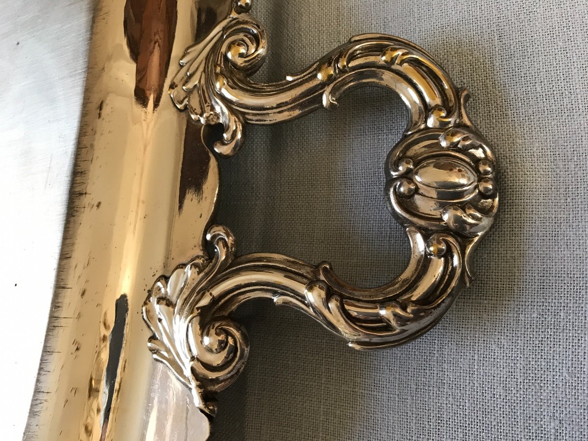 19th Century Louis XV Style Silver Metal Serving Tray-photo-7