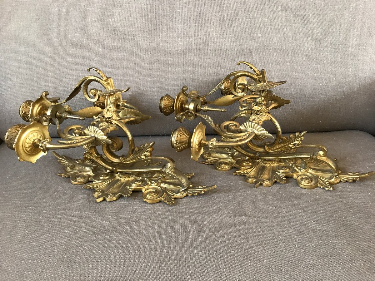 Pair Of 19th Century Gilt Bronze Sconces-photo-6