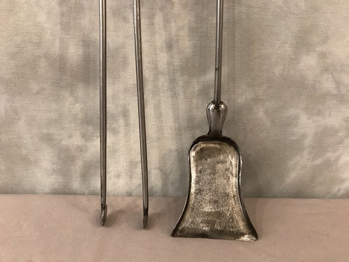 Set Of A Shovel And A Clamp In Iron And Bronze Louis XVI Style From The 19th-photo-3