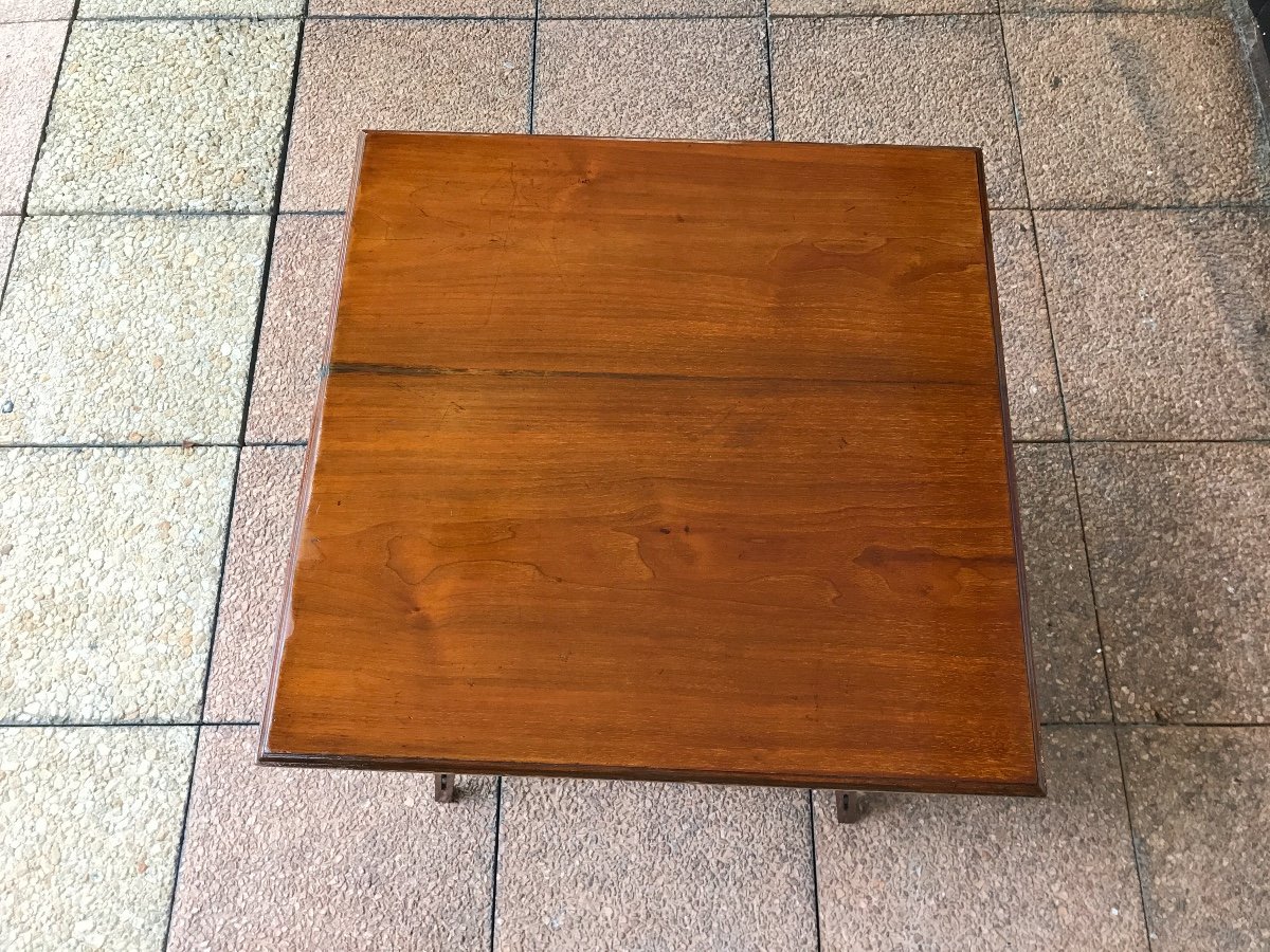 English Mahogany Square Tea Table-photo-2