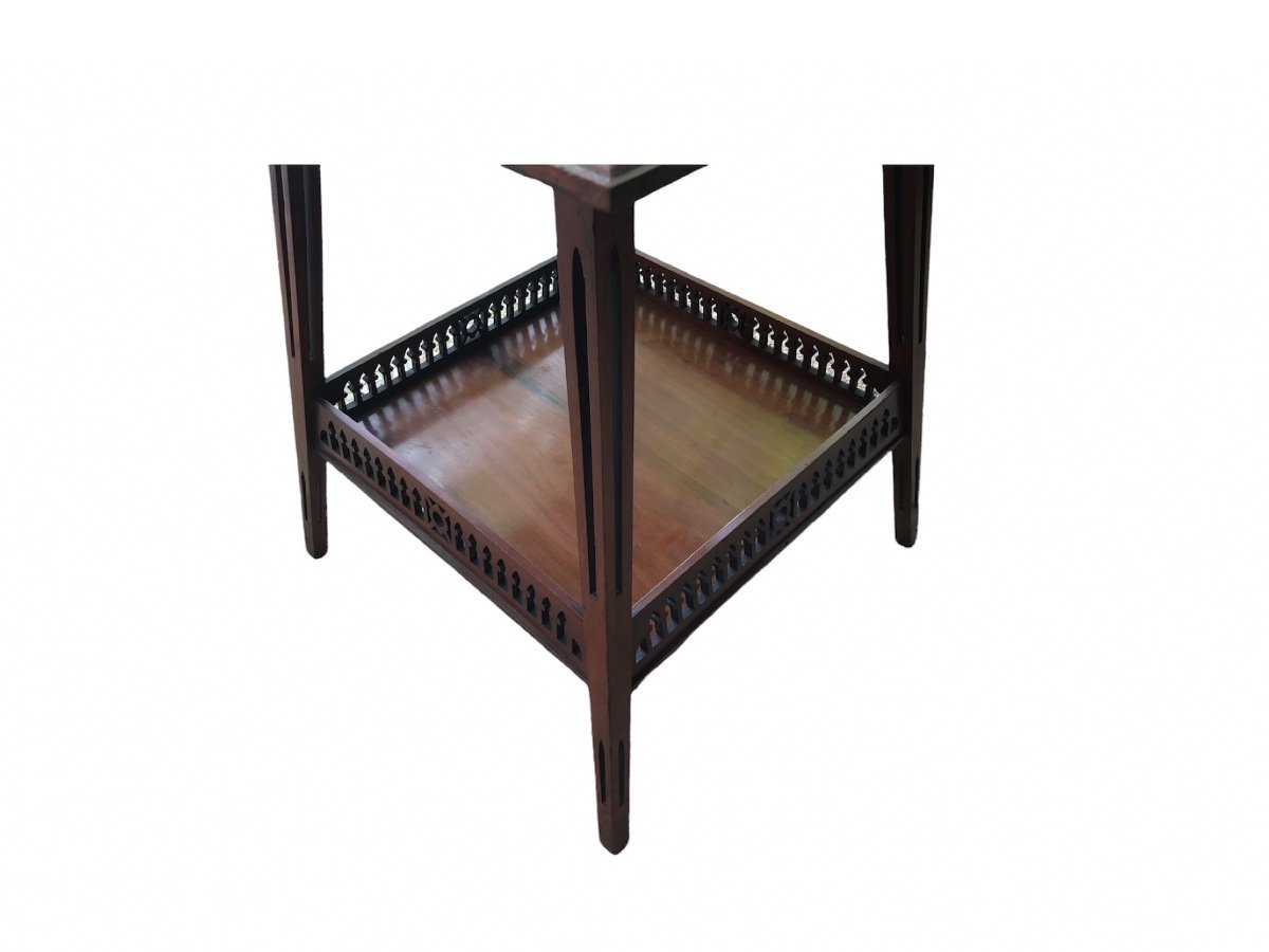 English Mahogany Square Tea Table-photo-5