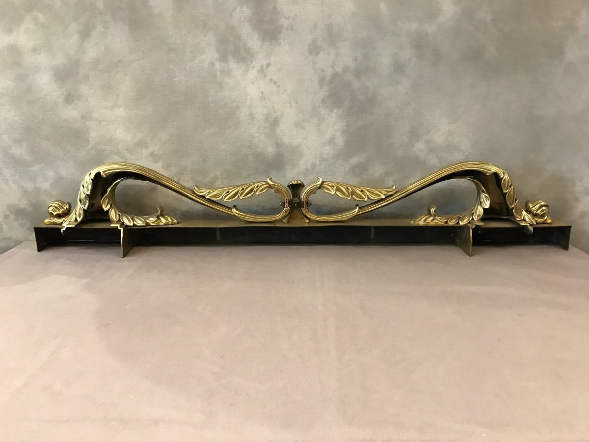 Antique Fireplace Bar In Brass And Polished Bronze From The 19th Restoration-photo-3