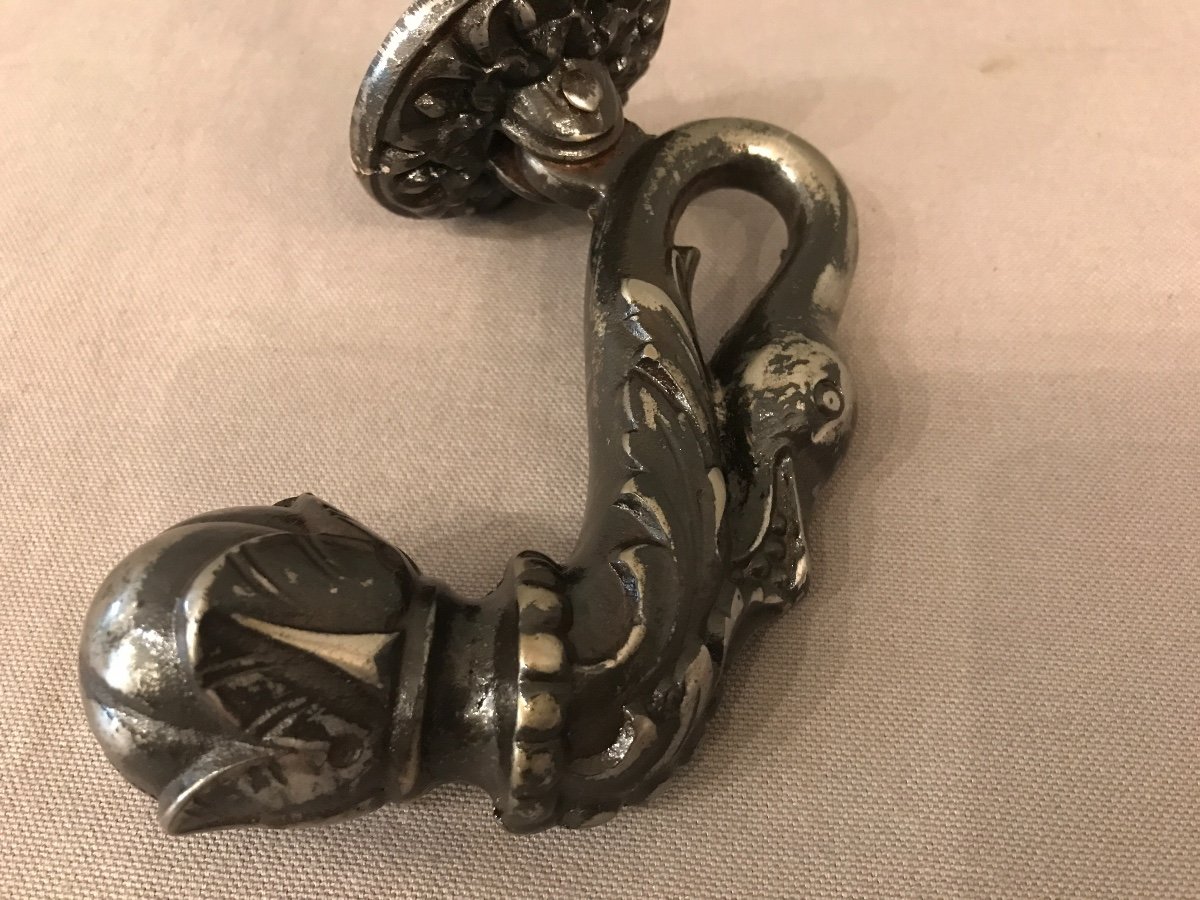 19th Century Cast Iron Door Knocker Decorated With A Swan-photo-3