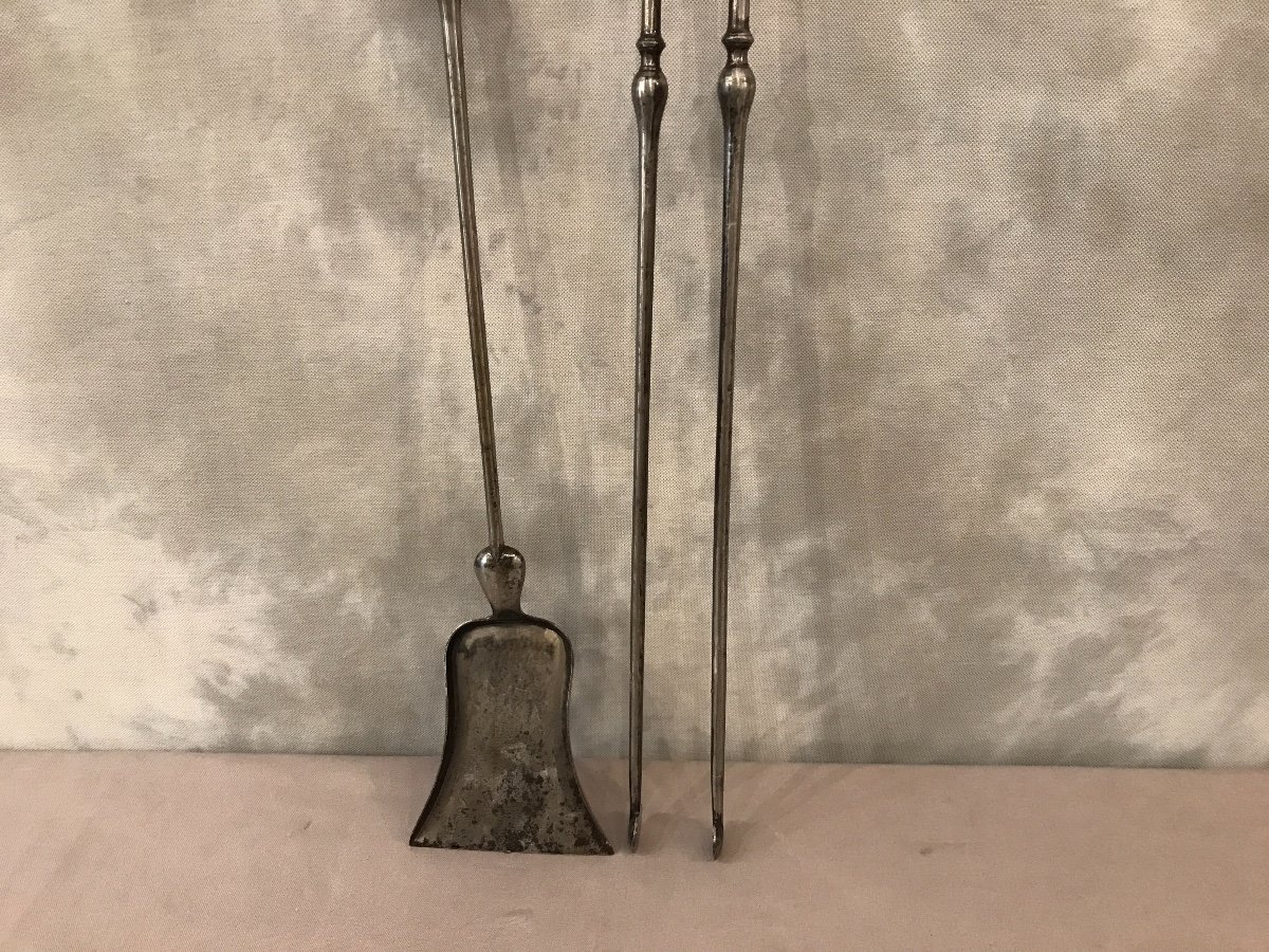 Set Of A Shovel And A Clamp In Iron And Bronze From The 19th Century-photo-3