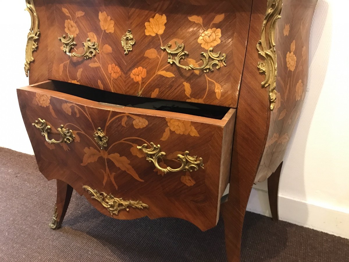 Small Commode In Louis XV Marquetry From Twentieth Time-photo-4