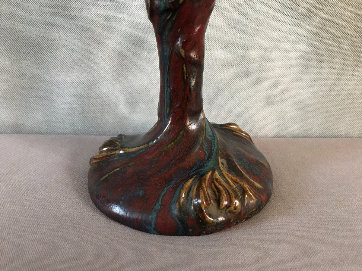 Art Nouveau Ceramic Oil Lamp (pierre- Adrien Dalpayrat, Maurice Dufrène)-photo-3