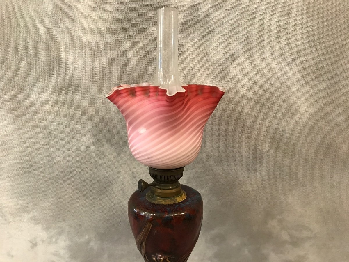 Art Nouveau Ceramic Oil Lamp (pierre- Adrien Dalpayrat, Maurice Dufrène)-photo-4