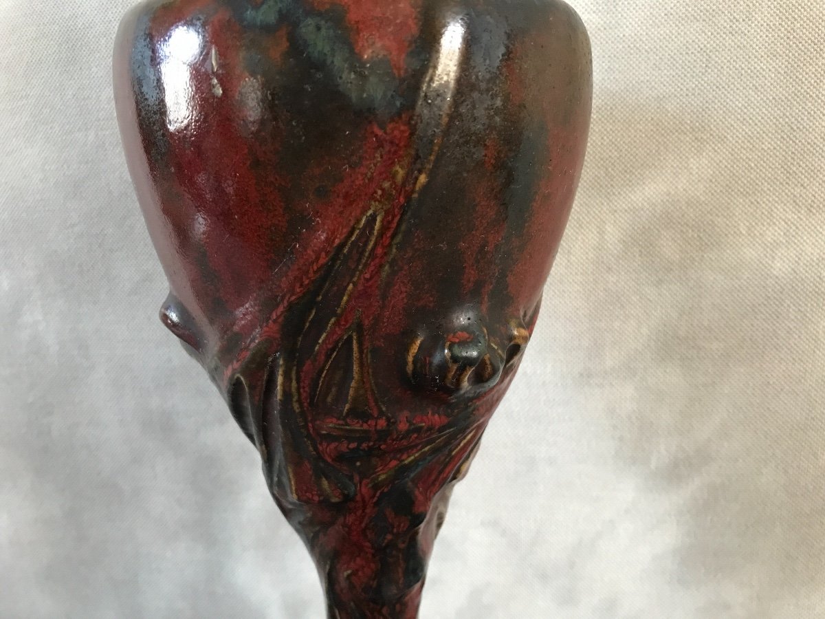 Art Nouveau Ceramic Oil Lamp (pierre- Adrien Dalpayrat, Maurice Dufrène)-photo-2