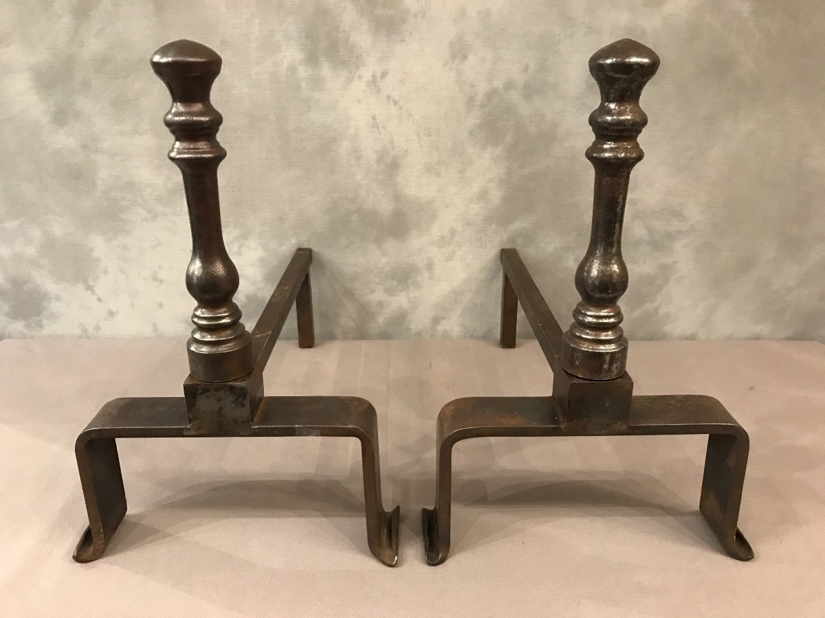 Pair Of Period Iron Andirons Late 19th-photo-3