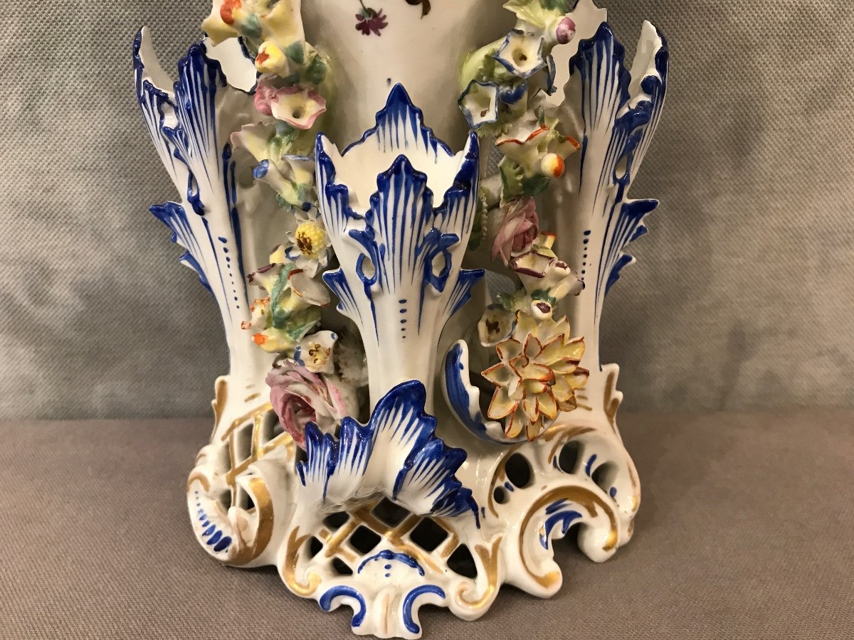 Vase Ancien En Porcelaine De Vieux Paris Jacob Petit D’époque 19ème -photo-3