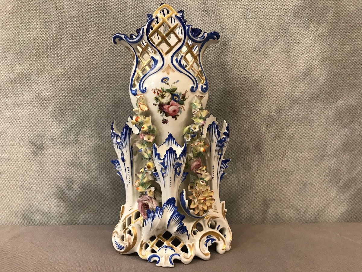 Vase Ancien En Porcelaine De Vieux Paris Jacob Petit D’époque 19ème 