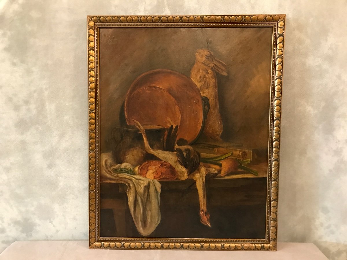 Tableau Nature Morte Retour De Chasse D’époque 19 ème 