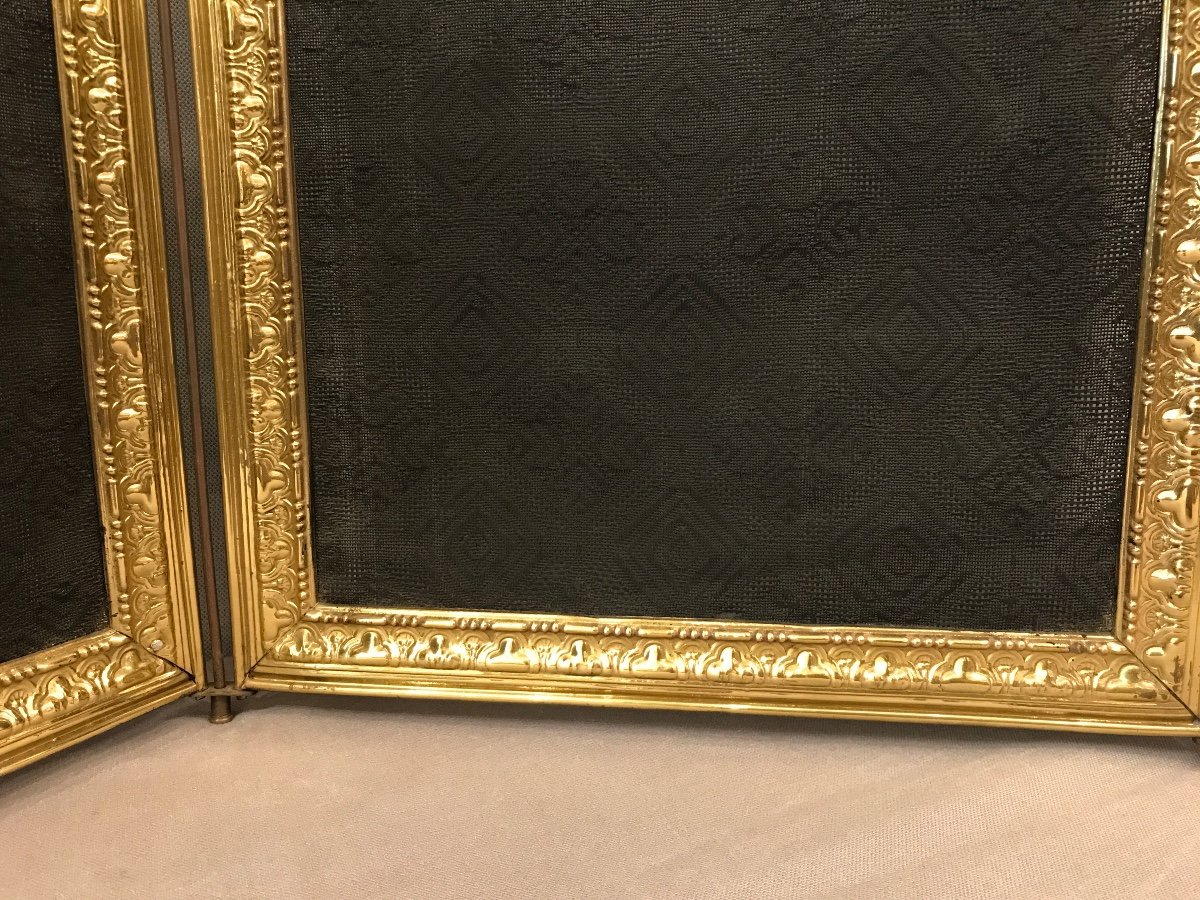 Antique Fireplace Screen In Bronze And Brass From The 19th Century-photo-1