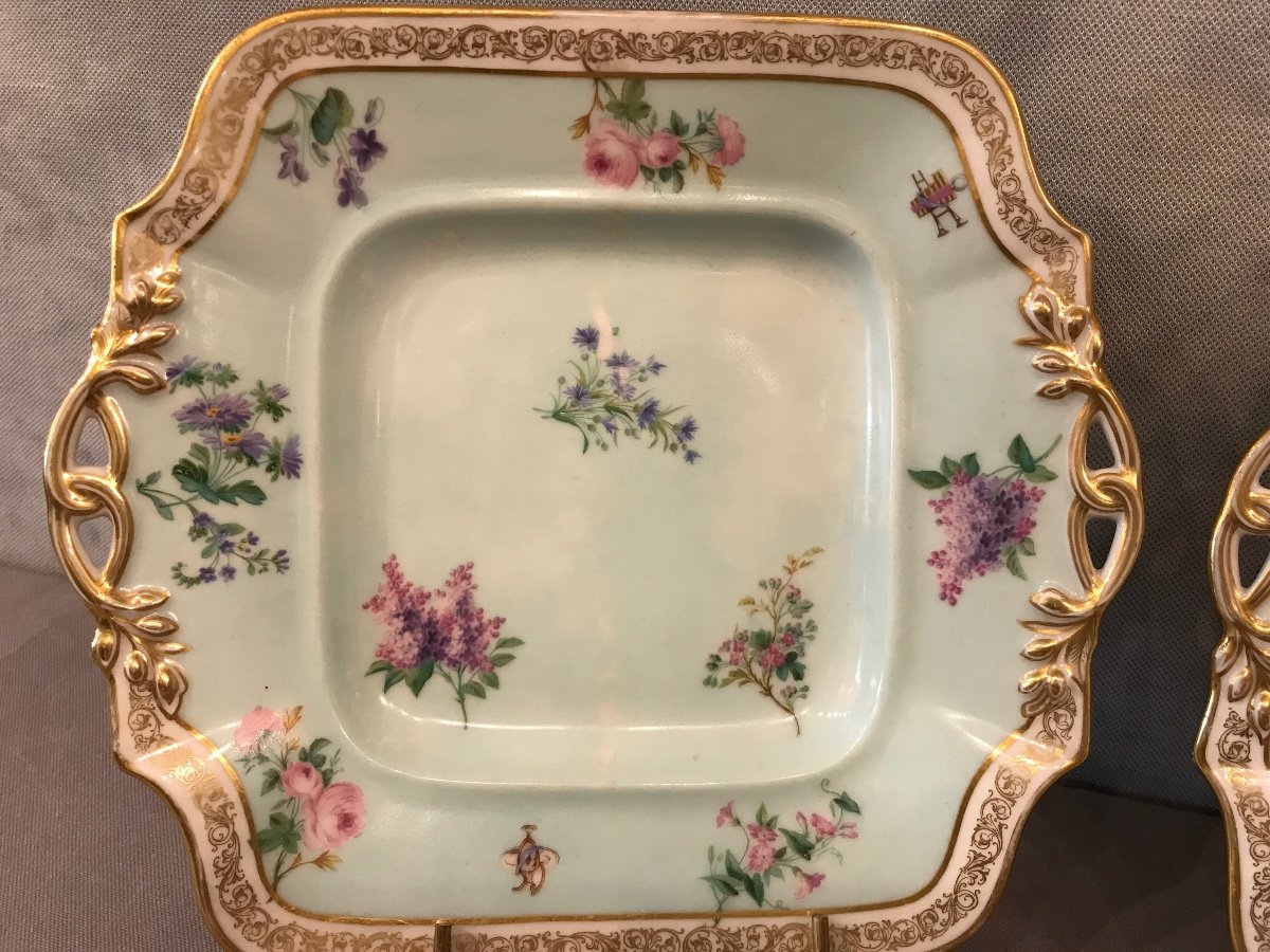 Paire De Plats à Gâteaux En Porcelaine De Vieux Paris D’époque 19ème -photo-1