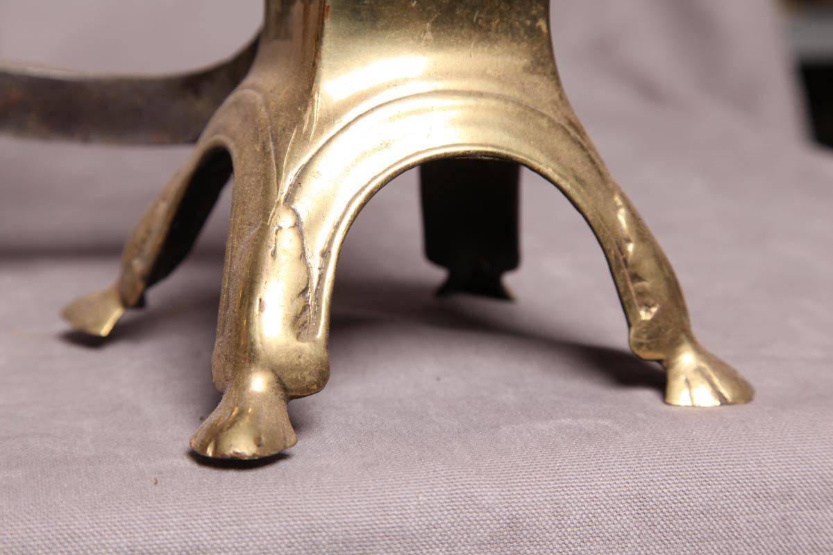 Andirons Louis XIV Brass And Iron-photo-4