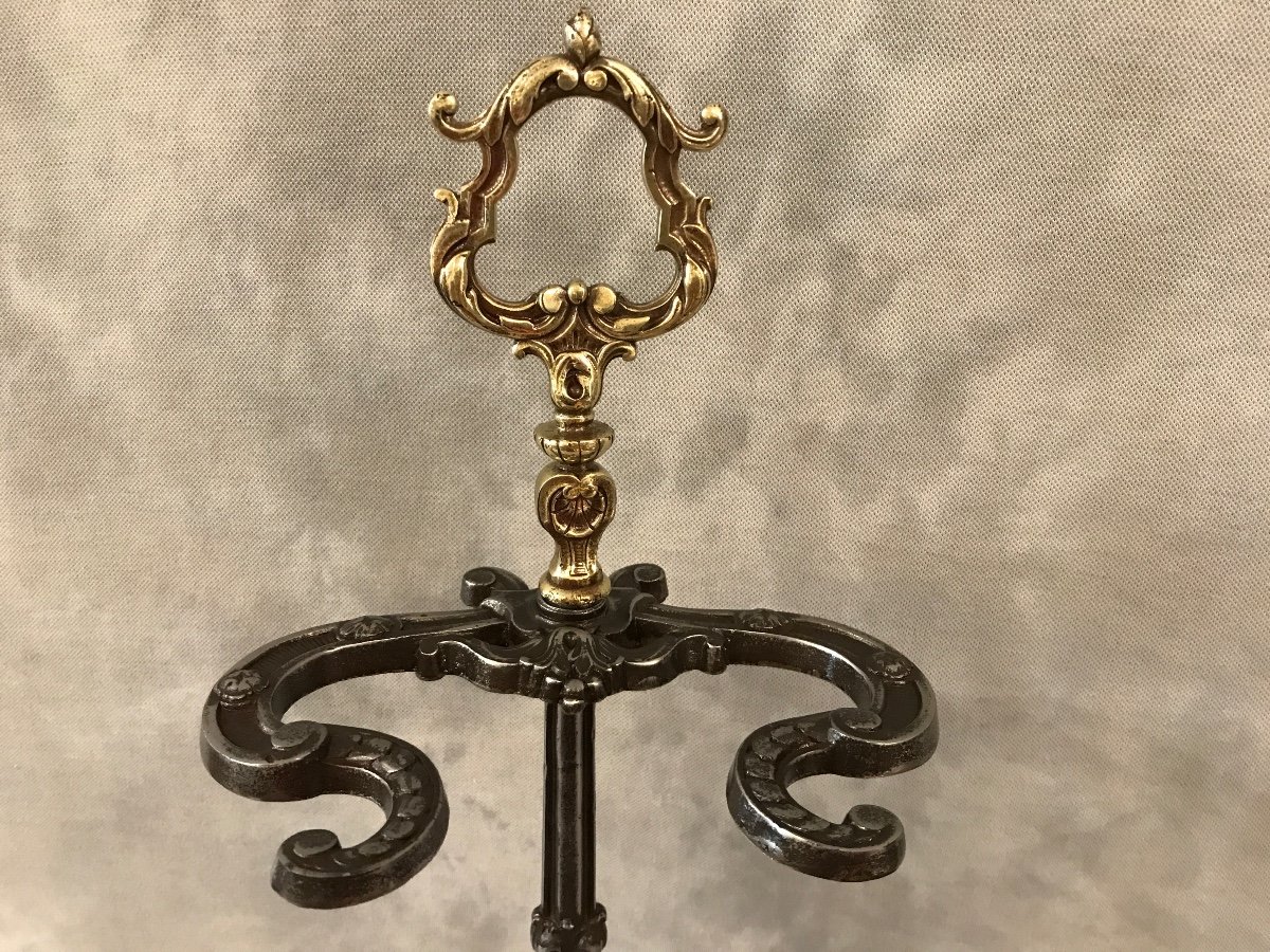 Antique Fireplace Servant In Cast Iron And Bronze From The 19th Century-photo-2