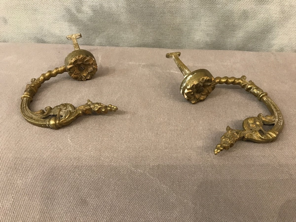 Pair Of Antique Bronze Fireplace Hooks From The 19th Napoleon III Period