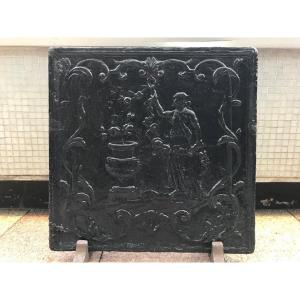 Old Fireplace Plate In Blackened Cast Iron From The 18th Century