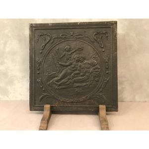Old Cast Iron Fireplace Plate From The 18th Century