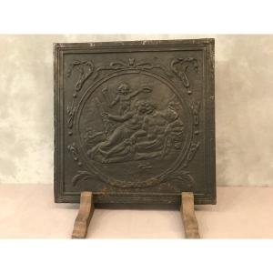 Old Cast Iron Fireplace Plate From The 18th Century