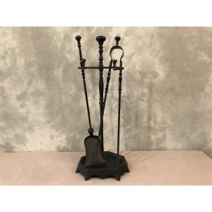 Old Fireplace Servant In Blackened Iron From The 19th Century
