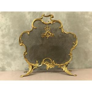 Firewall Fireplace Screen In Gilt Bronze From 19th Century