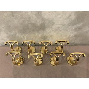 8 19th Century Brass Coat Hooks