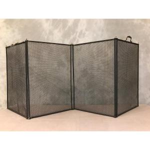 Old Fireplace Screen In Black Iron From The 19th Century