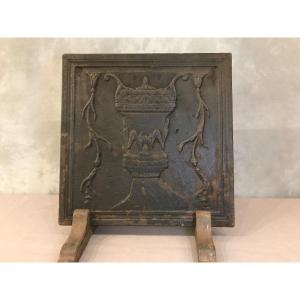 Small Old Cast Iron Fireplace Plate From The 18th Century