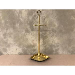 Old Single Fireplace Servant In Brass From 19th Charles X Period