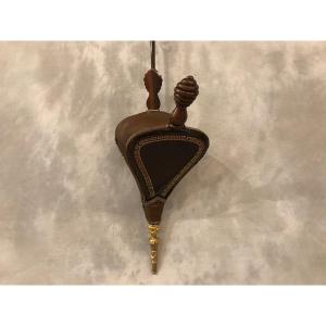 Antique Fireplace Bellows In Varnished Rosewood And Brass From The 19th Century 