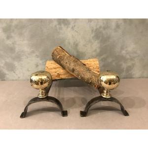 18th Century Iron And Brass Andirons 