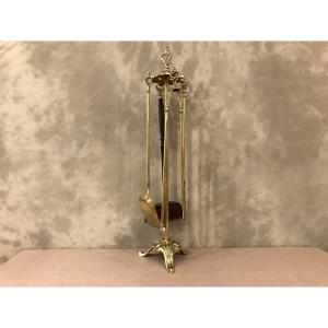 19th Century Bronze And Brass Fireplace Servant In Louis XV Style 