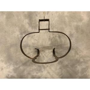 Pot Holder For The Fireplace In Wrought Iron From The 19th Century 