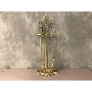 Antique Fireplace Servant In Bronze And Brass From The 19th Century 
