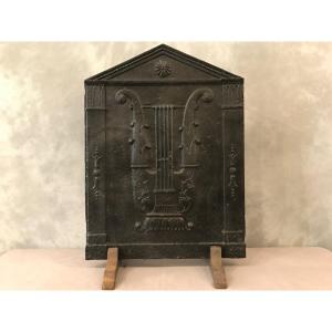 Beautiful Old Cast Iron Fireplace Plate Late 18th Century Decorated With A Lyre 